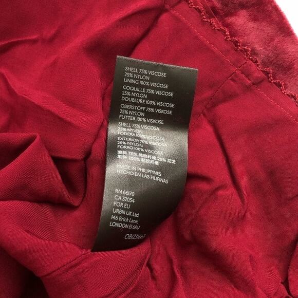 Anthropologie Connie Velvet Mini Skirt Raspberry Red Cherry Red NEW - Picture 6 of 7